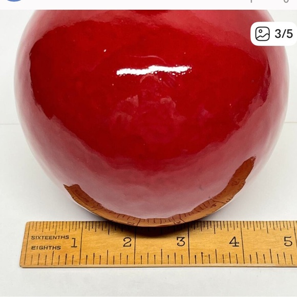 Crate and Barrel Scarlet Round Ceramic Glazed Bud Vase. Set of 3 - Picture 6 of 7